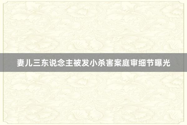 妻儿三东说念主被发小杀害案庭审细节曝光